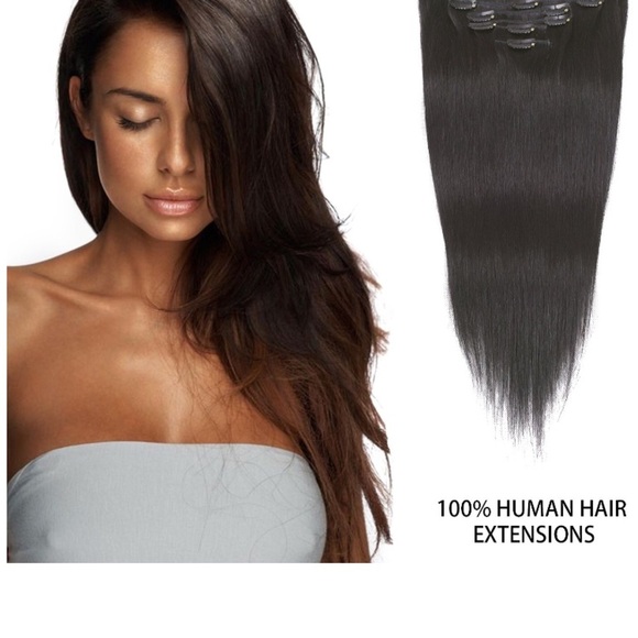 ✨Arie 16” 7pcs 100% HUMAN HAIR  BLACK CLIPINS *NWT